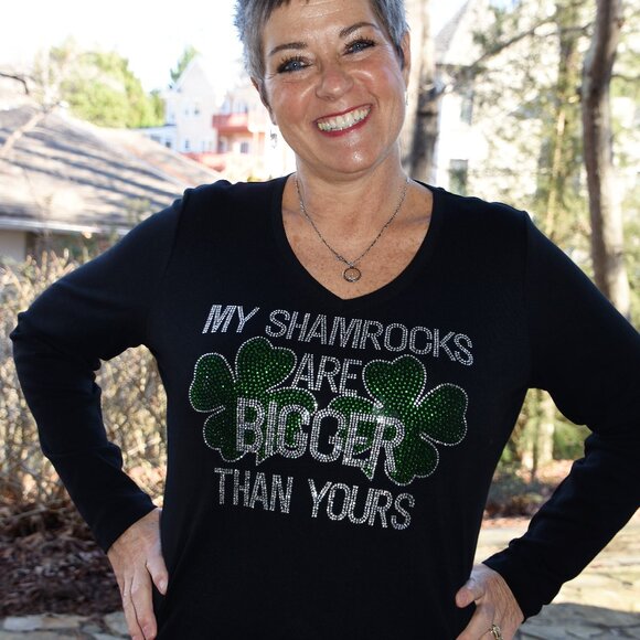 St. Patrick's rhinestone black long sleeve shirt XS S M L XL XXL 1X 2X 3… - Picture 7 of 7